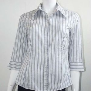 Light Blue & White Striped Stretch Button Down - L